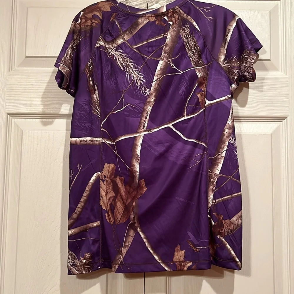 Realtree Small - Dri More, Purple Short Sleeve Camo Top - Picture 4 of 4